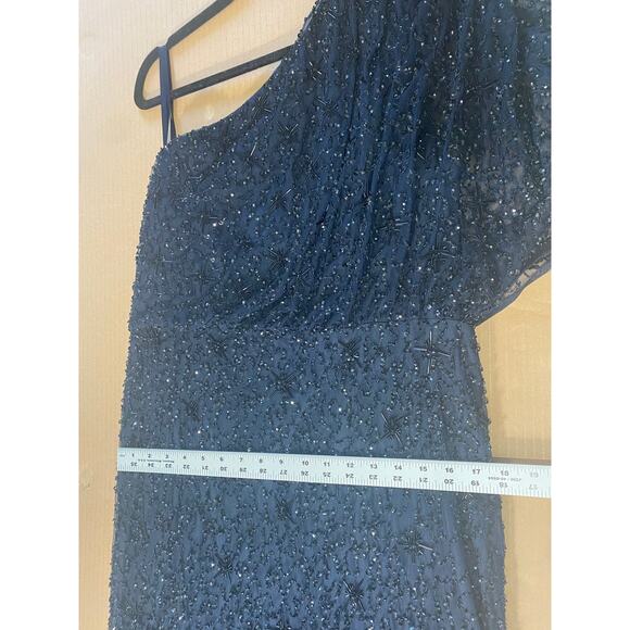 ADRIANNA PAPELL DRESS 16 NAVY BLUE MOTHER OF BRIDE FALL WEDDING GUEST GOWN LONG - Picture 13 of 13